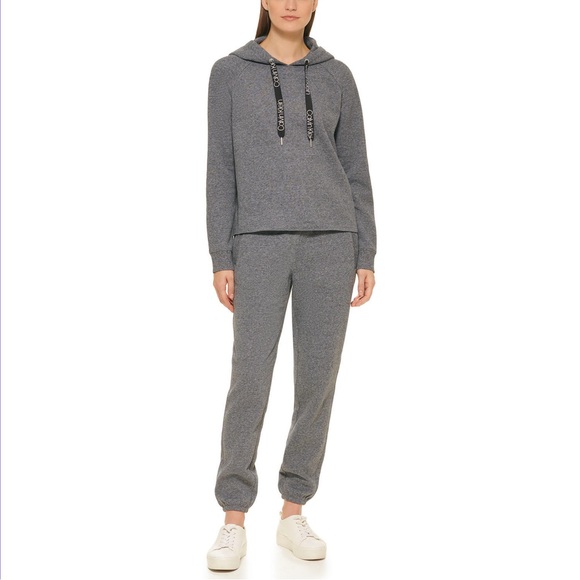 680. SMALL - CALVIN KLEIN - Gray Hoodie Logo Grey Loungewear Sporty NEW - Picture 2 of 4